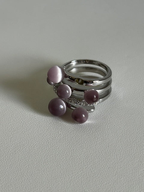 Sterling Quartz Triple Ring