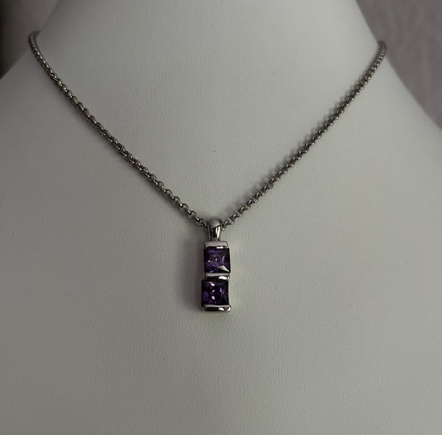 Sterling Purple Pendant Necklace