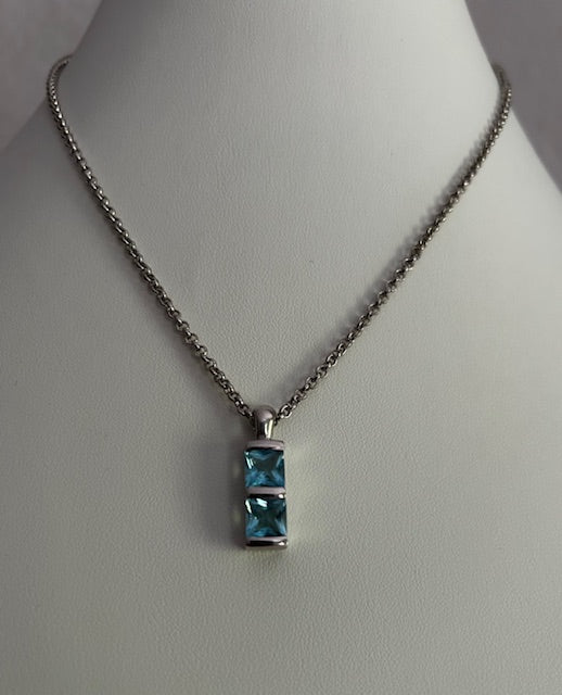 Sterling Blue Pendant Necklace