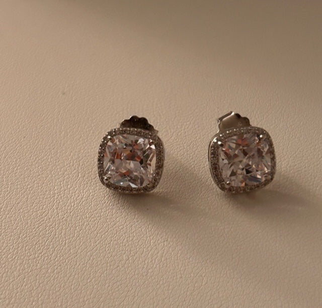 Sterling Dazzle Large Cushion Earrings