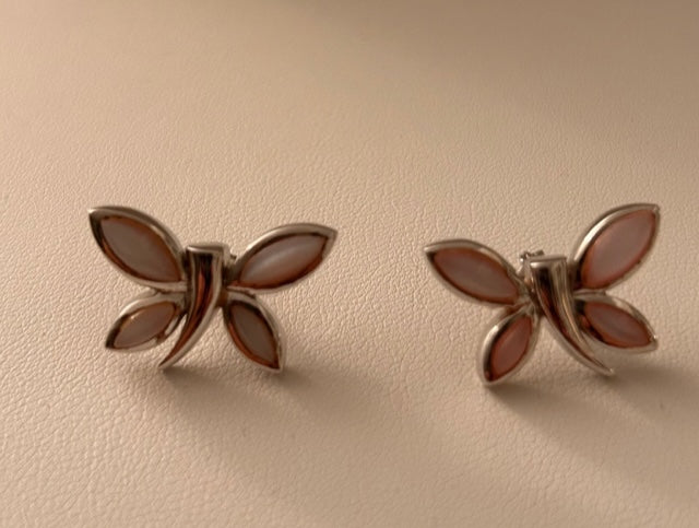 Sterling Mother-of-Pearl Butterfly Earrings