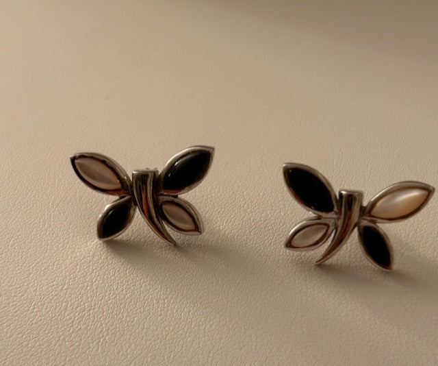 Sterling Mother-of-Pearl Butterfly Earrings