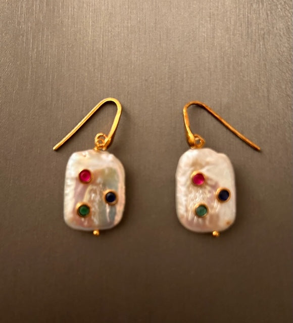 Sterling Mother-of-Pearl Hanging Earrings