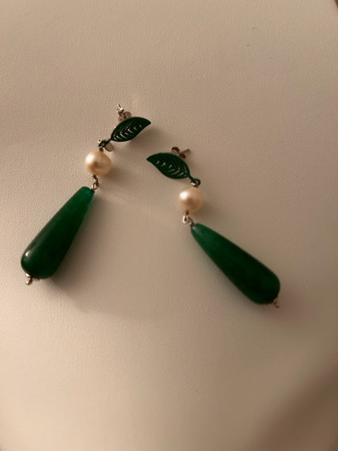Sterling Pearl Quartz Hanging Earrings
