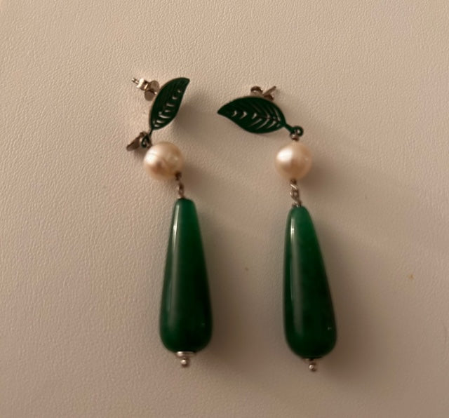 Sterling Pearl Quartz Hanging Earrings