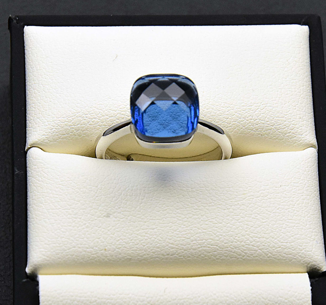 Sterling Royal Blue Cushion Ring (adjustable)