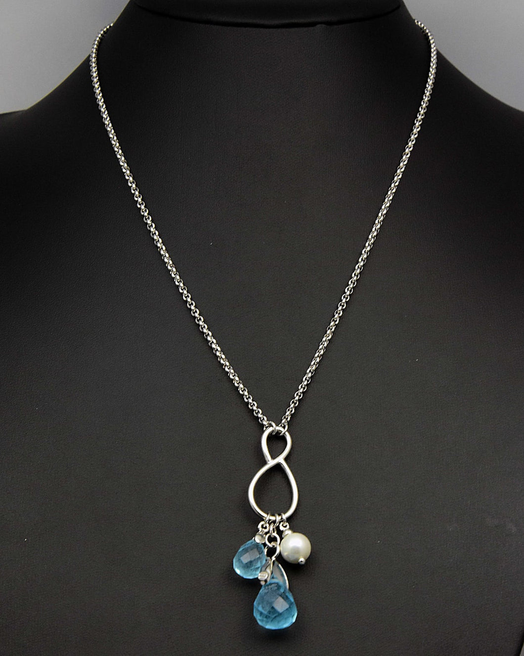 Sterling Pearl Princely Aqua Pendant Necklace