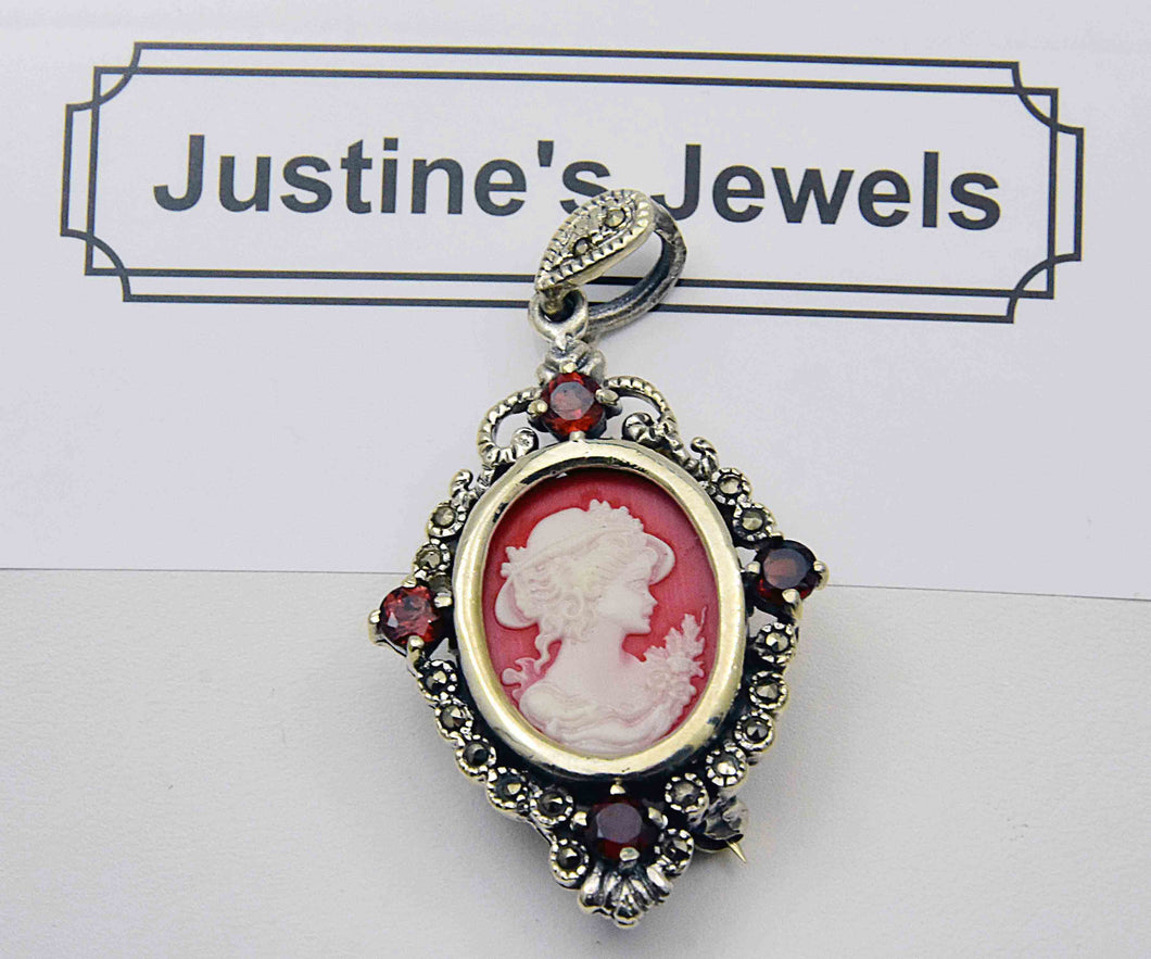 Sterling Cameo Pendant/Brooch