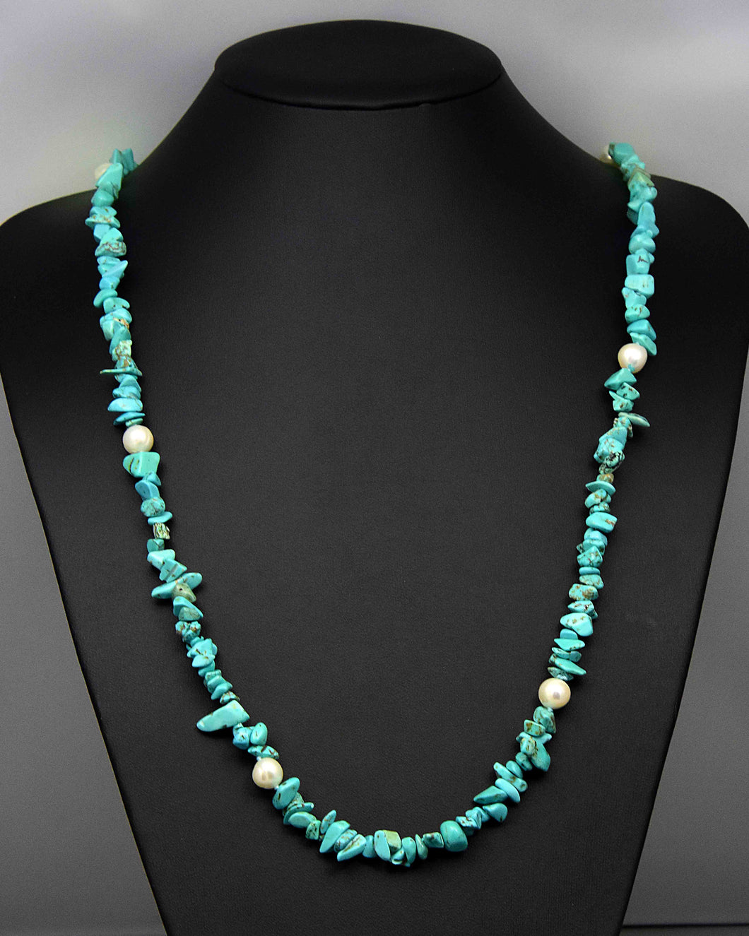 Turquoise Pearl Tribal Long Necklace