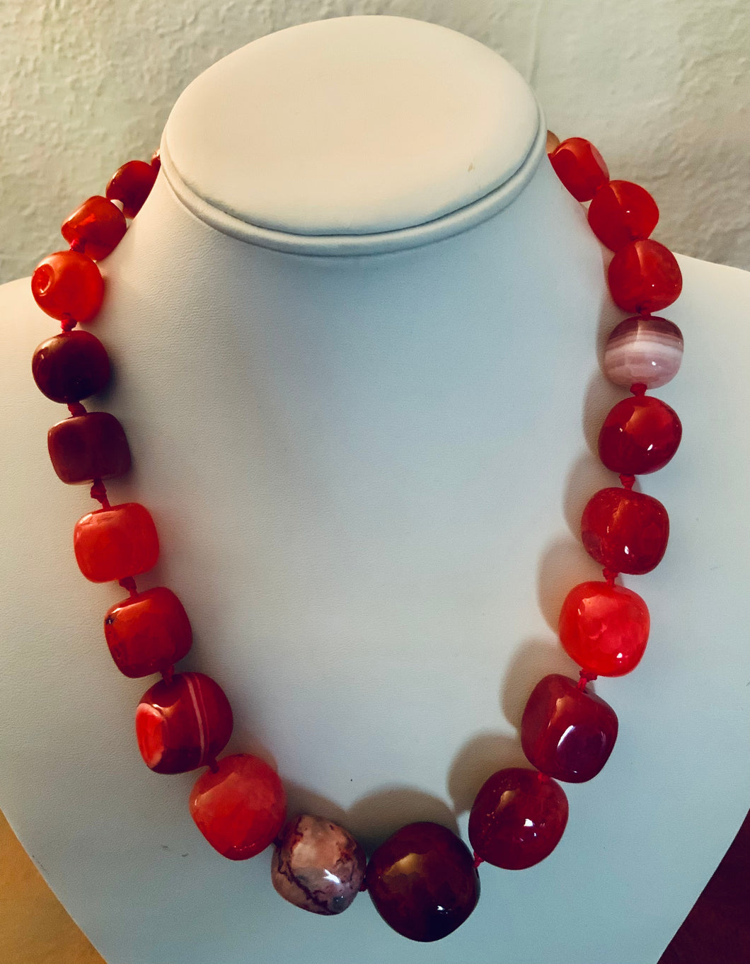 Quartz Statement Fire Red Necklace