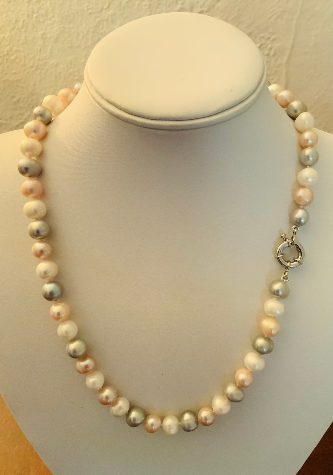 Natural Pearl Large Tri-color Necklace