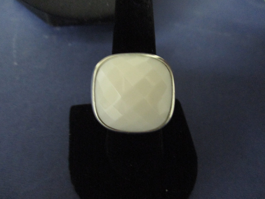 Sterling White Onyx Pineapple Cut Ring