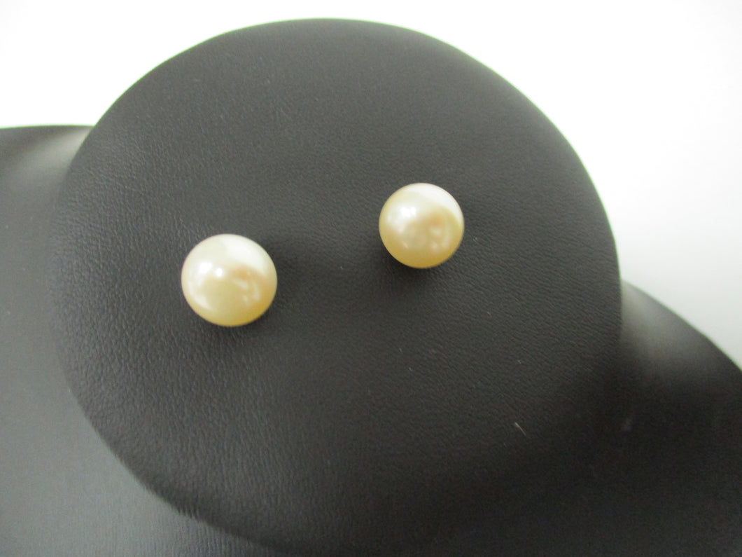 Sterling  Pearl Classic Button Earrings