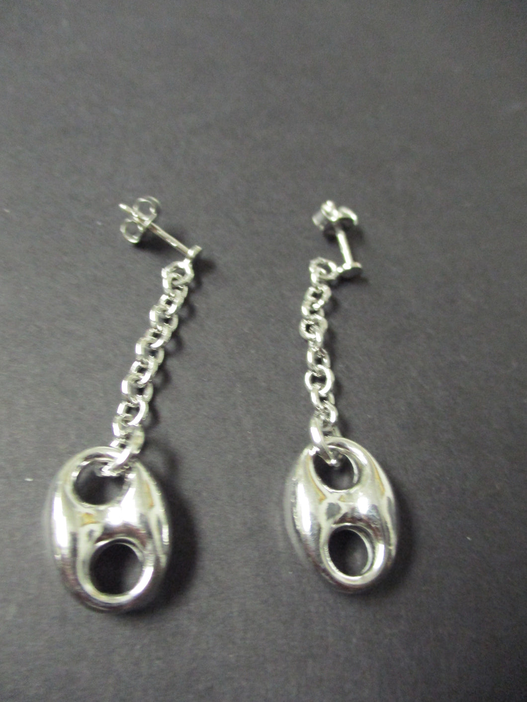 Sterling Puffed Bean Hanging Earrings