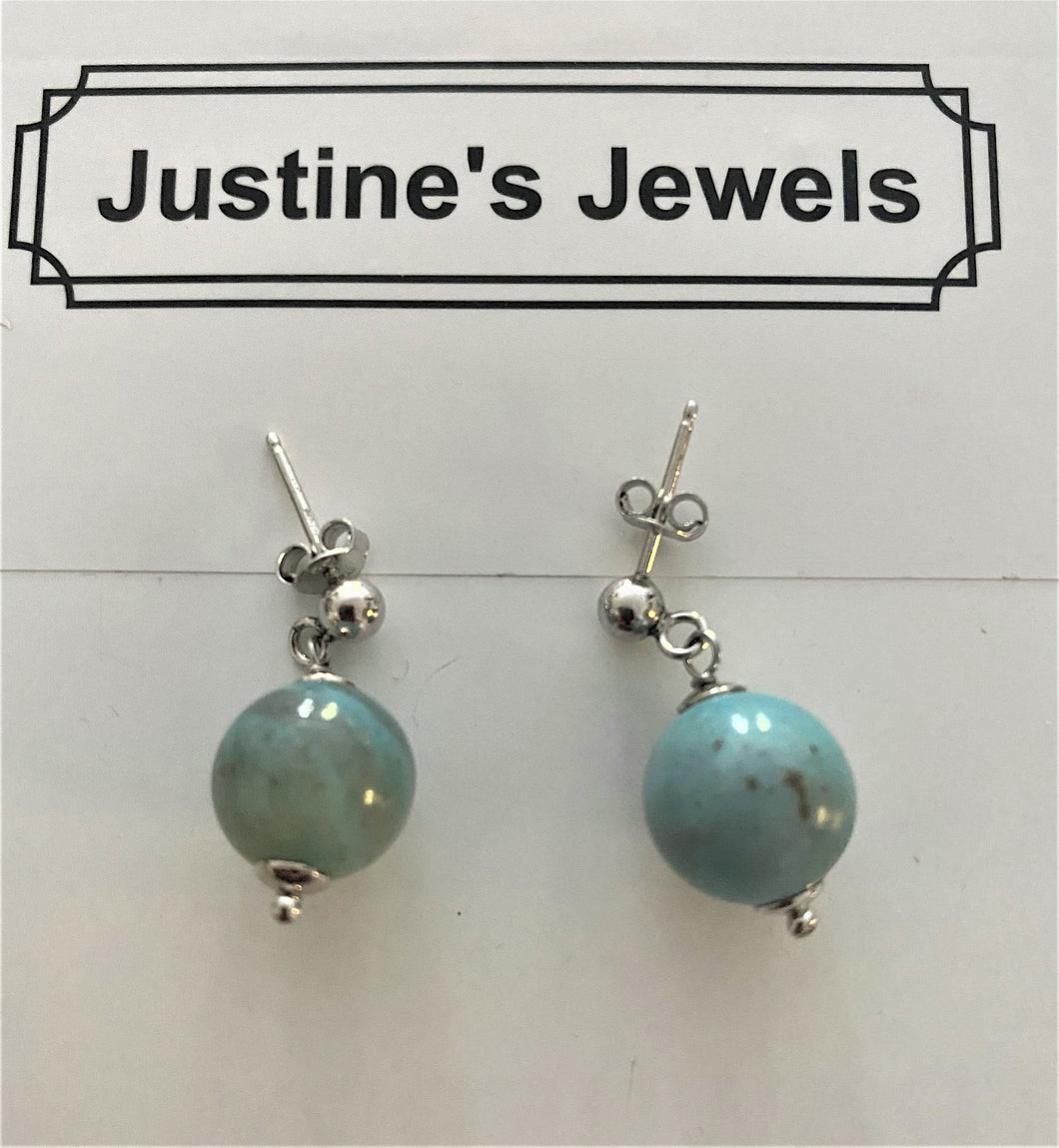 Sterling Turquoise Ball Drop Earrings