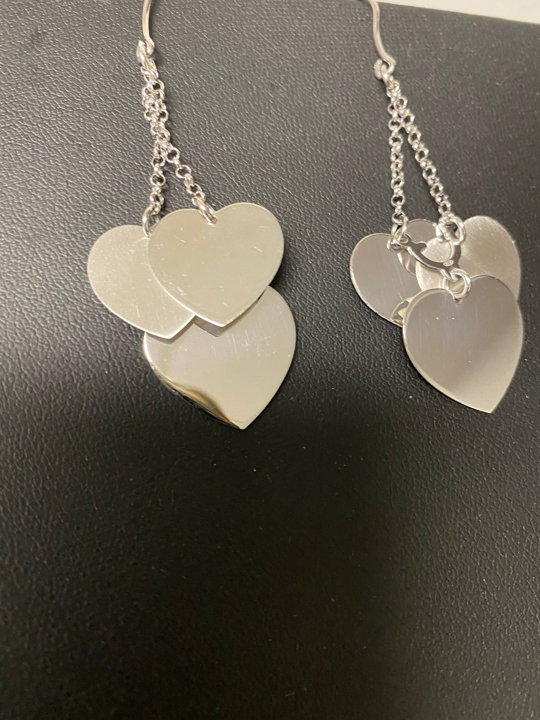 Sterling Tri-heart Hanging Earrings
