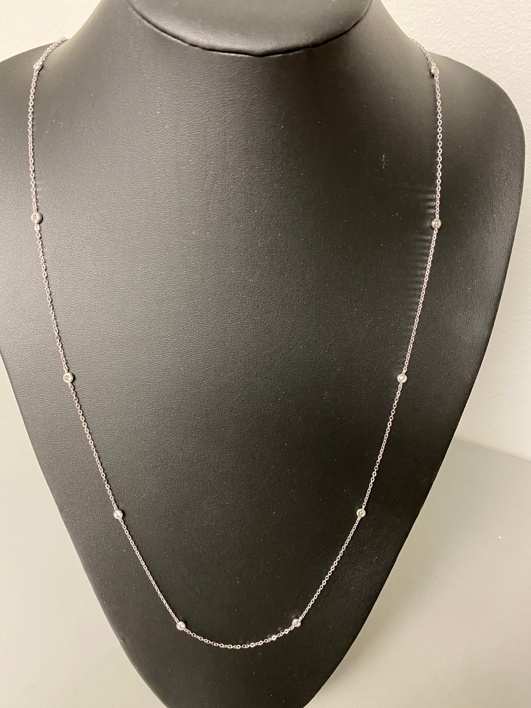 Sterling Classic Clear Stone Long Station Necklace