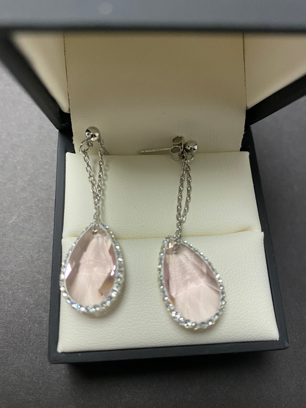 Sterling Pink Swaying Hanging Earrings