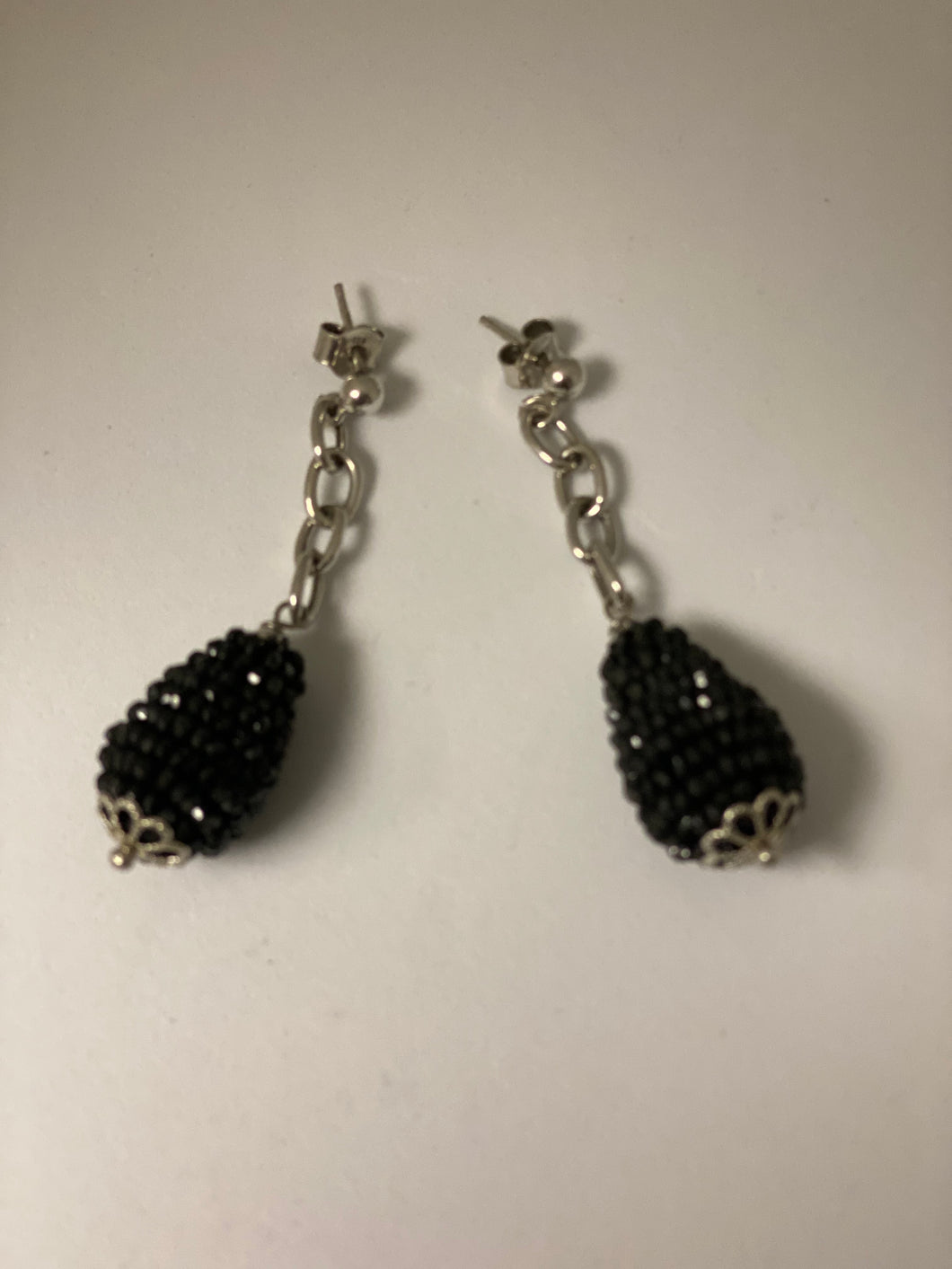 Sterling Black Onyx Hanging Earrings