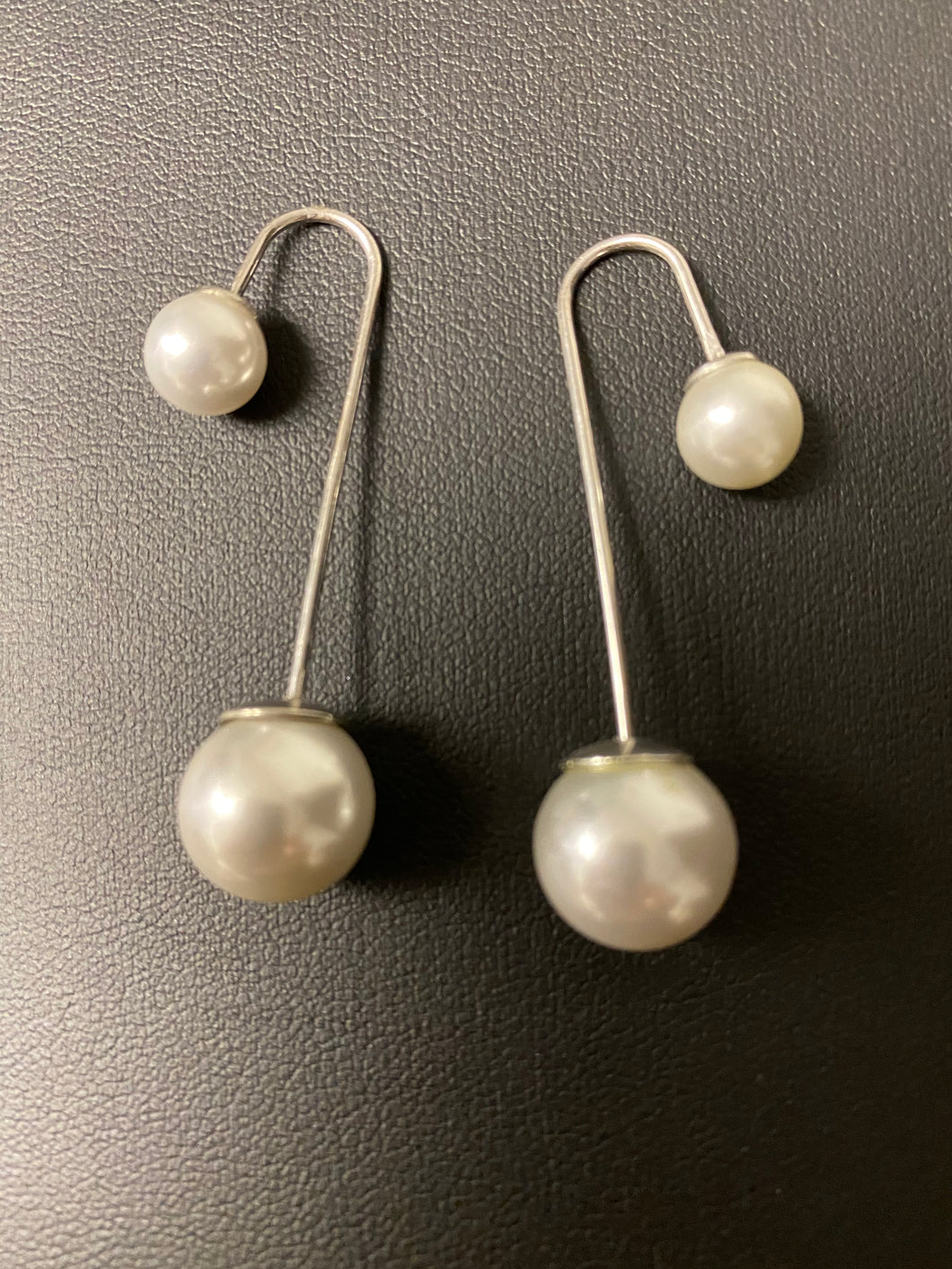 Sterling Faux Pearl Hanging Earrings
