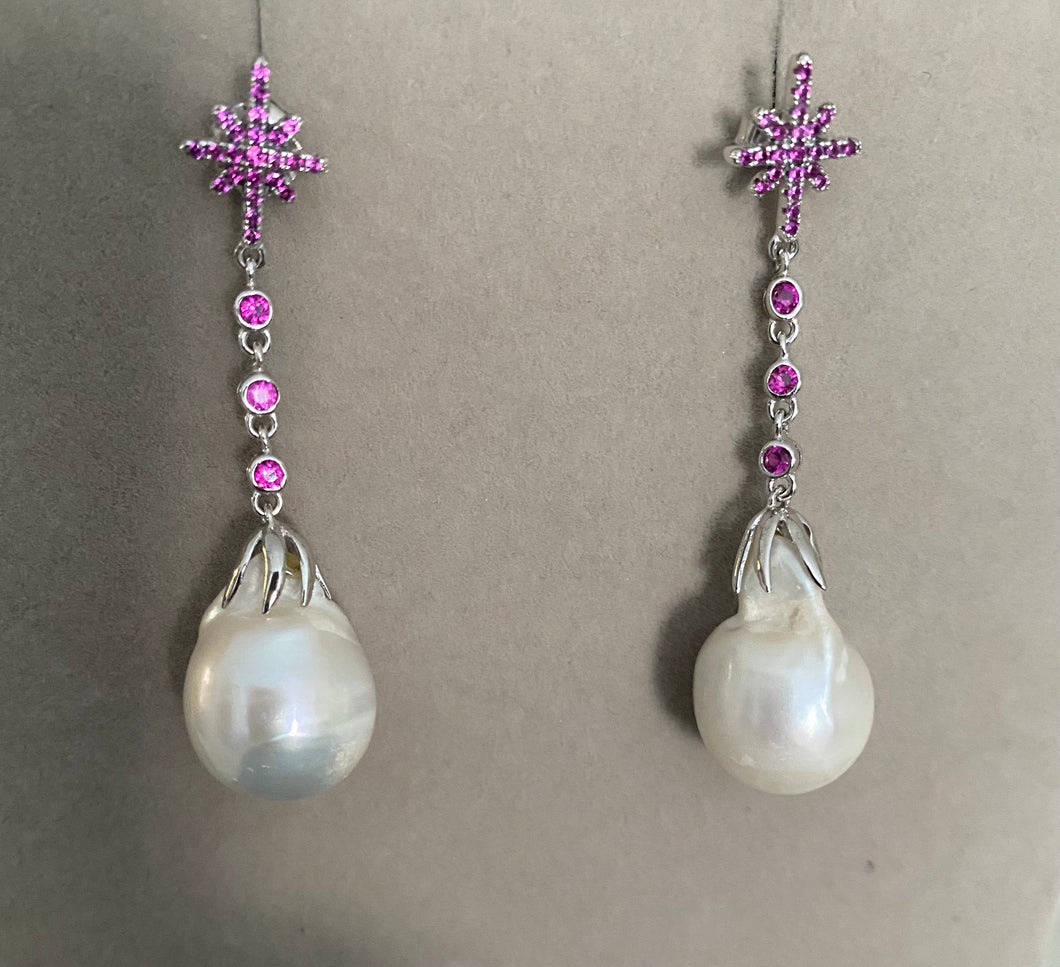Sterling Statement Baroque Pearl Hanging Earrings