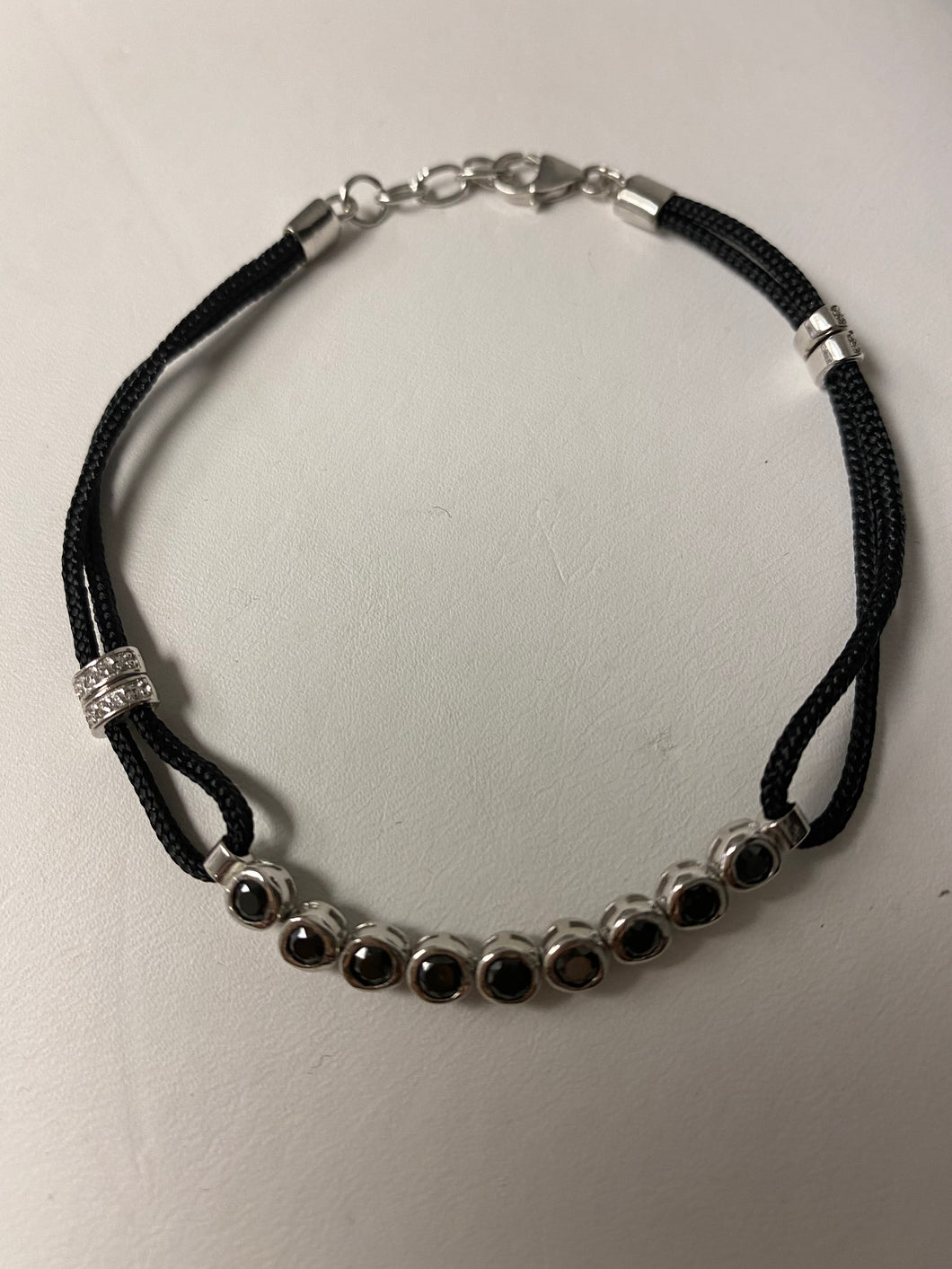 Sterling Blue Stone Cord Bracelet